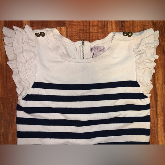 Glimmer by JJ Basics - Ruffled cap sleeve striped sweater dress - Picture 3 of 8